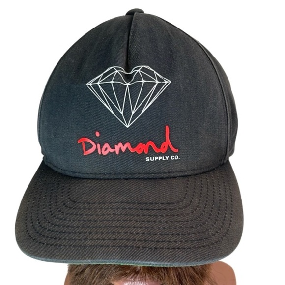 Diamond Supply Co. Mens Retro Faded Worn In Look Logo SnapBack Cap Black OS - Picture 1 of 9